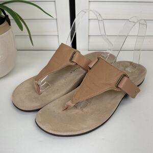 Vionic Wanda Sandals Brown Leather Thong‎ Flip Flop Slip On Comfort Shoe Size 9